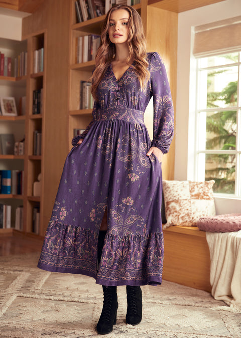 Goldie Hour V-Neck Midi Dress