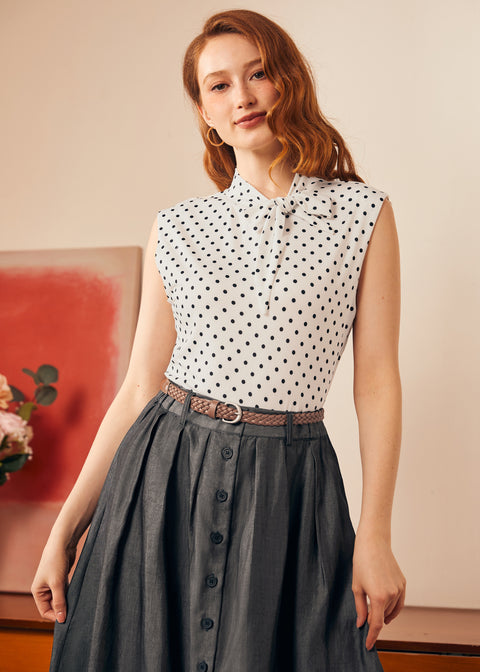 Retro Rendezvous Tie-Neck Top (Final Sale)