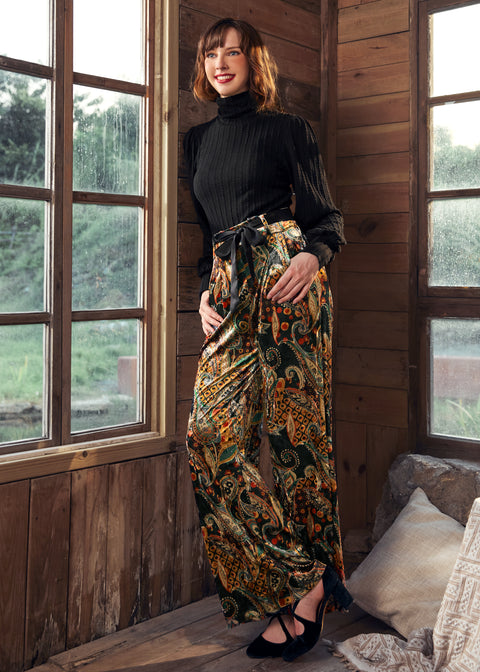 Cider, Spice & Everything Nice Wide Leg Velvet Pants