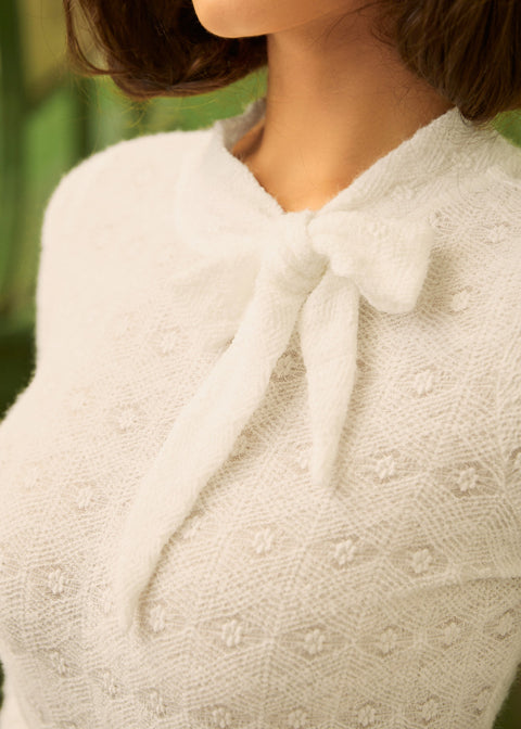 Rydell High Revisited Long Sleeve Tie-Neck Top