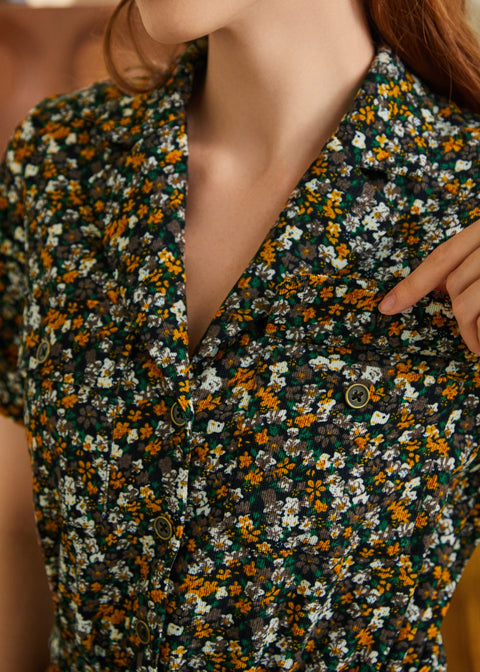 Mushroom About Town Jumpsuit - Ditsy Floral Edition