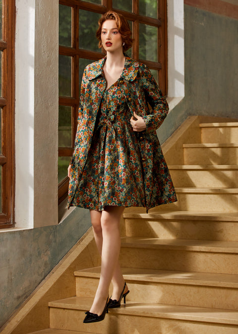 Timeless Brocade Midi Coat