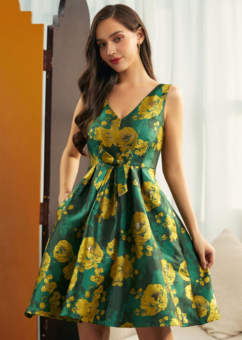 Gilded Garden Fit & Flare Dress