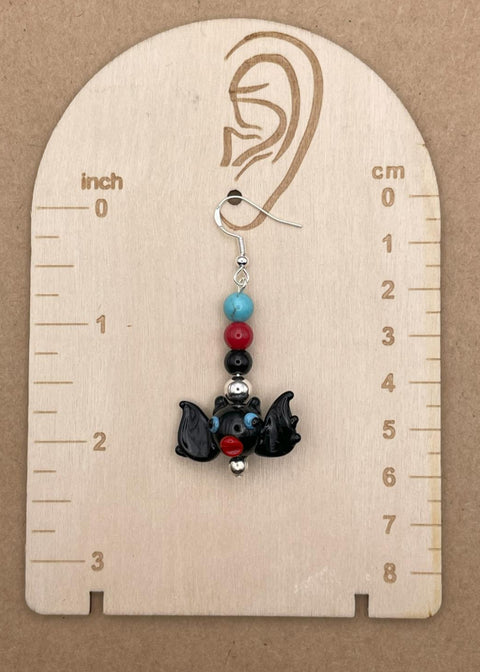 Salem Glass Bead Bat Earrings