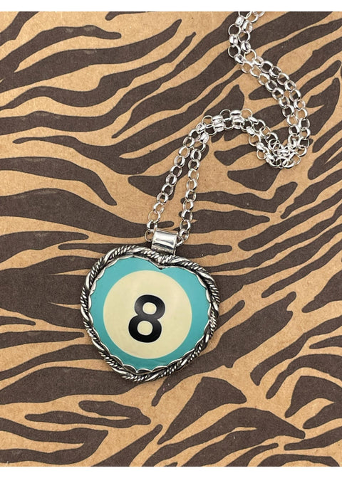 Billiard 8-Ball Heart Pendant Turquoise