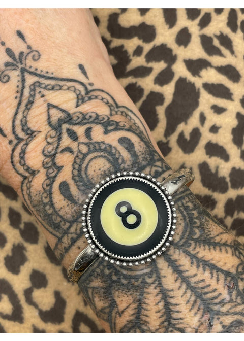 Billiard 8-Ball Cuff Bracelet Black