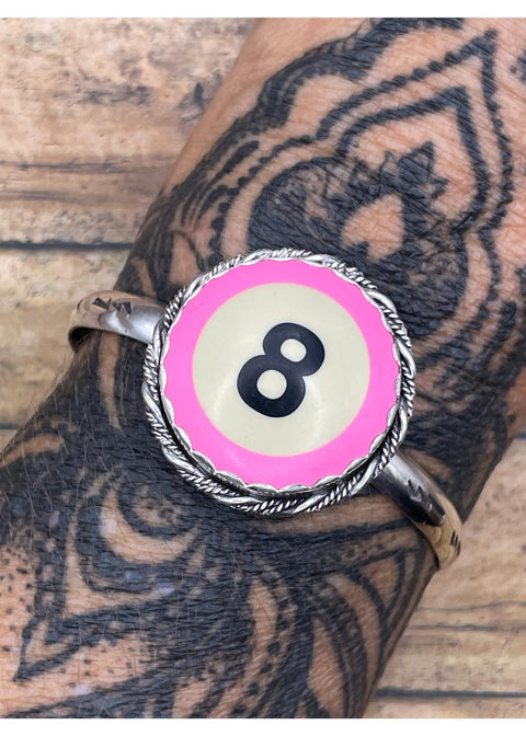 Billiard 8-Ball Cuff Bracelet Pink