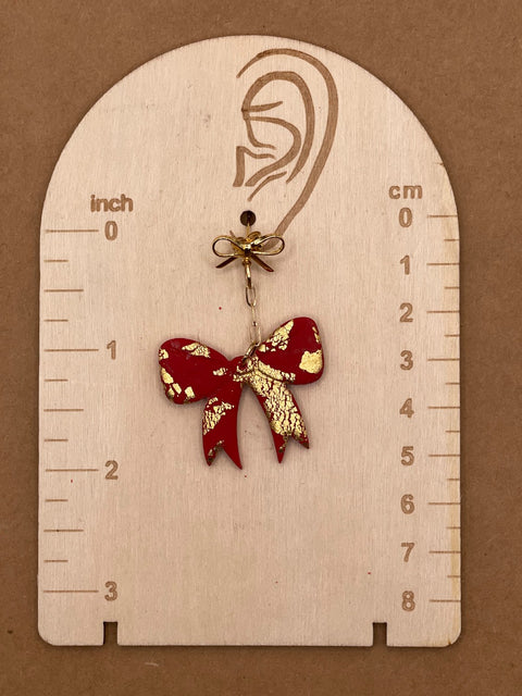 Red & Gold Bow Earrings