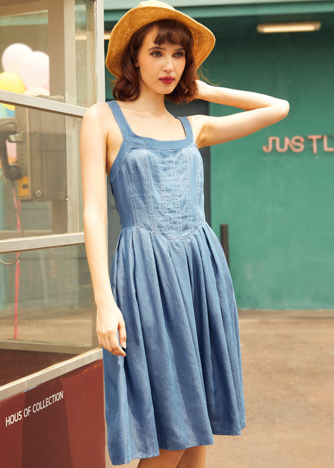 PRESALE Meet Me on Main Street Chambray Dress