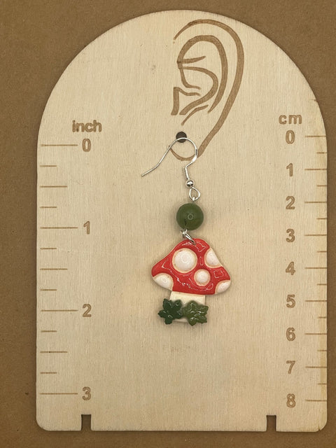 Red Polka Dot Mushroom Earrings