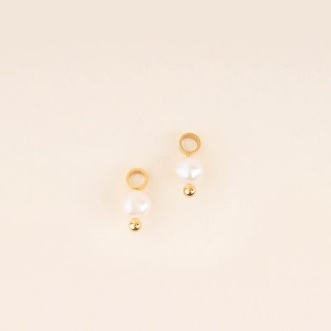 Natural Pearl Huggie Hoop Charms