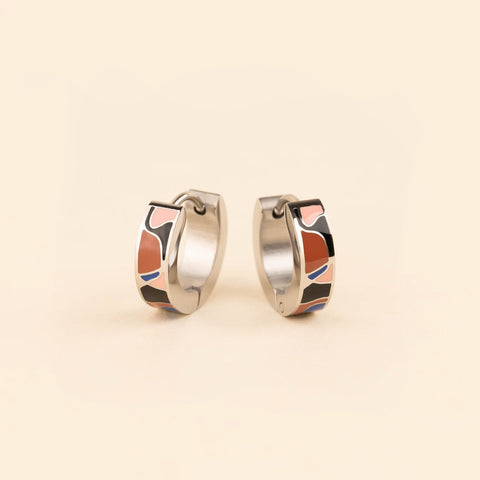 Abstract Chunky Huggie Hoop Earrings