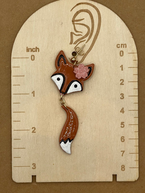 Cutie Red Fox Dangle Earrings