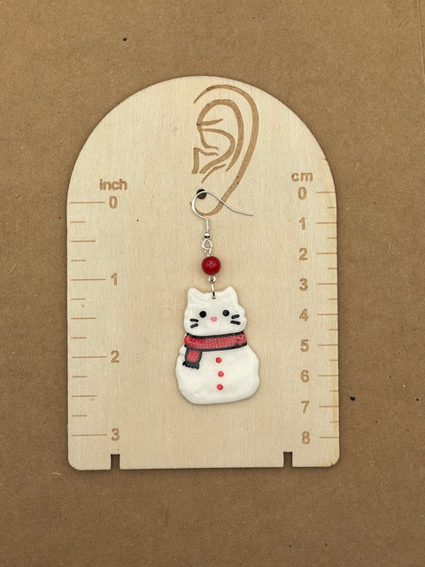 Holiday Snowy Cat Earrings