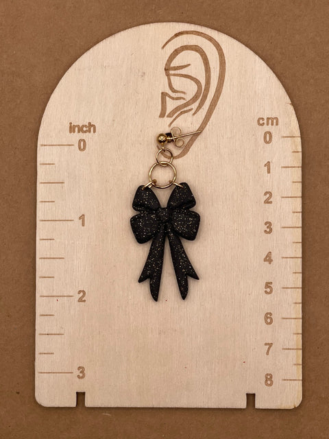 Black Sparkle Bow Earrings