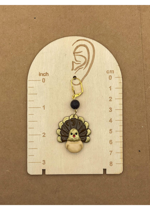 Holiday Golden Brown Turkey Dangle Earrings